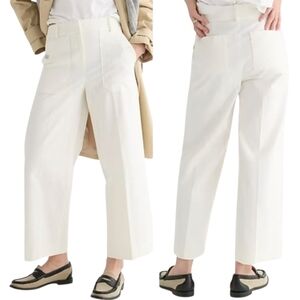 J.Crew Sydney Wide-Leg Ankle Pants Womens Size 00 White Bi-Stretch Cotton Blend